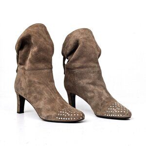 Karen Millen Women Stud Taupe Suede Back Slouch Boots size 9.5US EUR 40